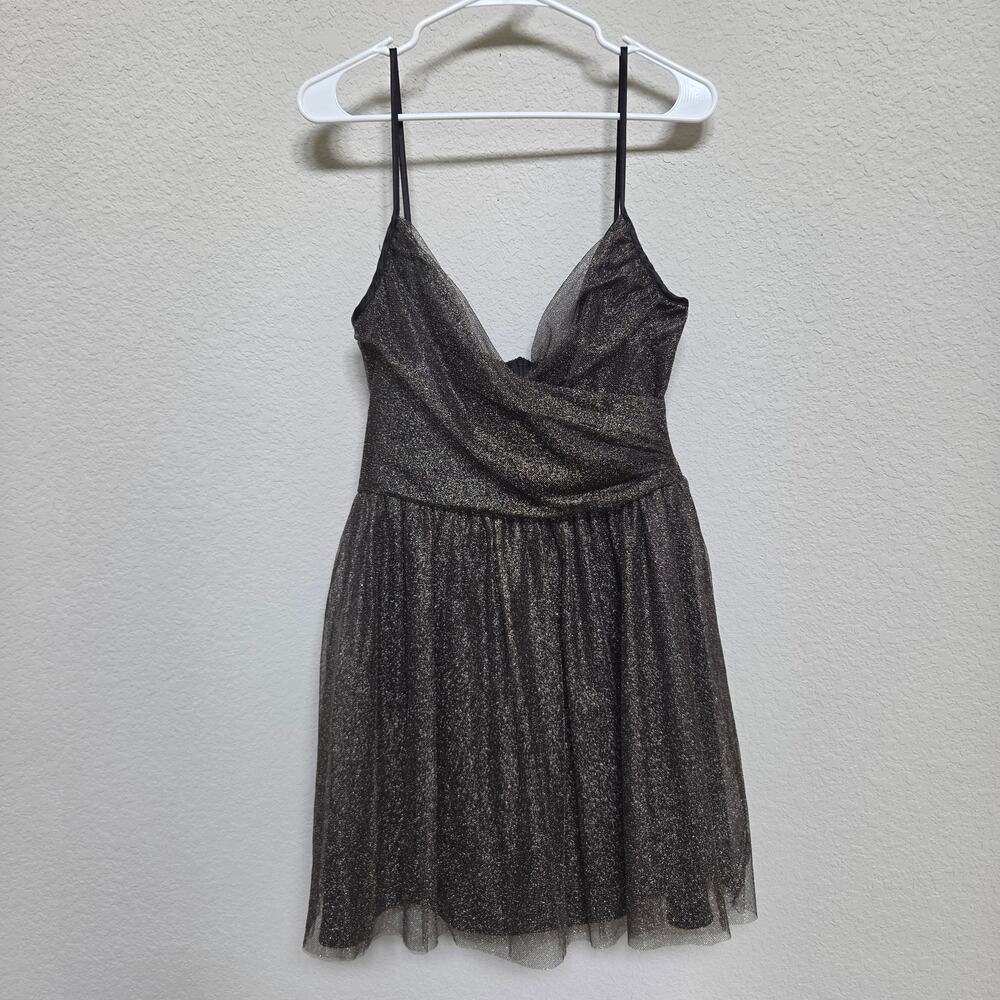 Necessary Objects Mini Dress Small / Medium Black Metallic Mesh Vintage 90s y2k